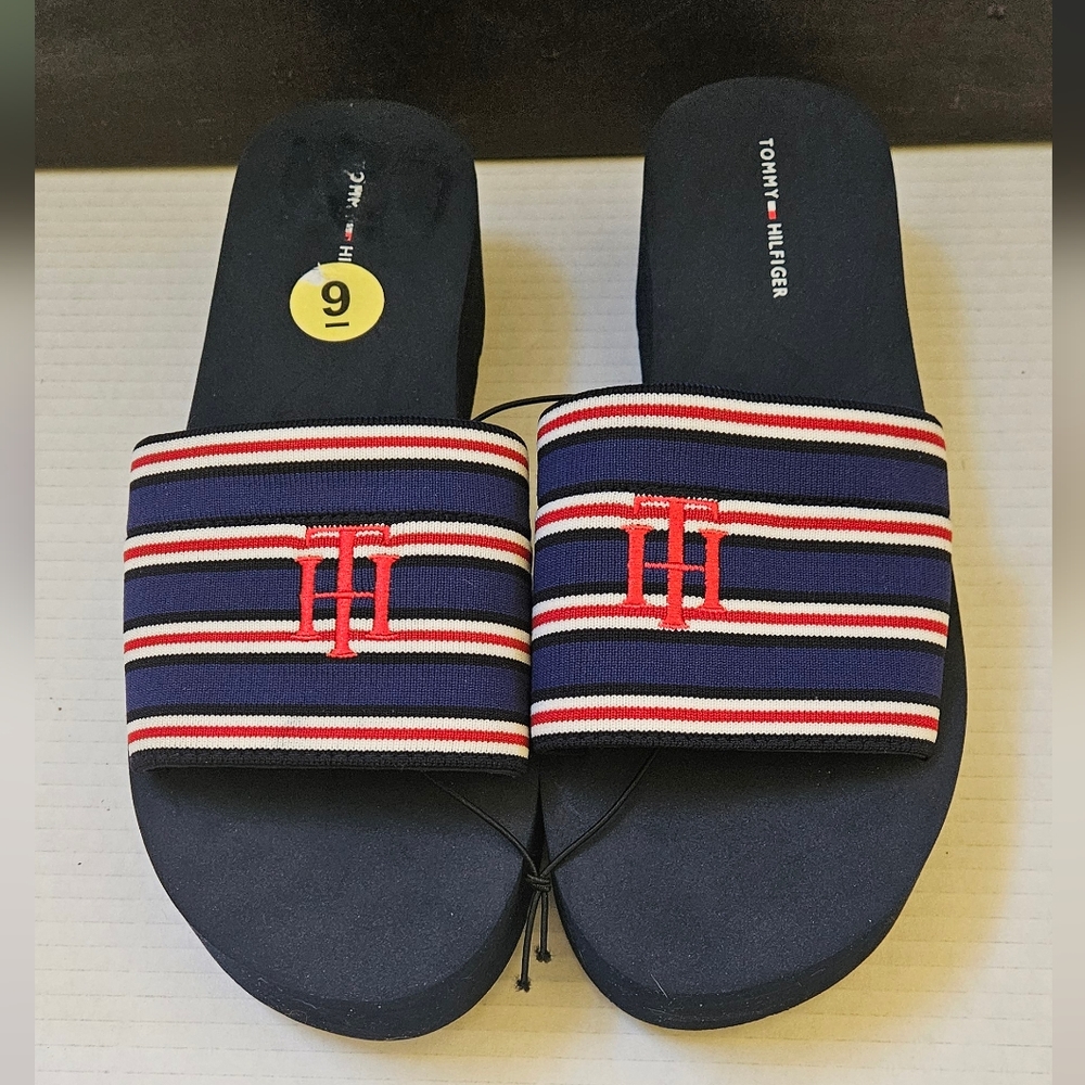 Tommy Hilfiger Striped Slide Sandals NWOT